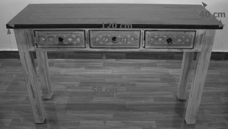 Tavolino Da Consolle In Legno Di Mango / Acacia 120x40x76 Bianco Cerato CASTLE-ANTIK #225 8 Tavolino Da Consolle In Legno Di Mango / Acacia 120x40x76 Bianco Cerato CASTLE-ANTIK #225 - immagine 6