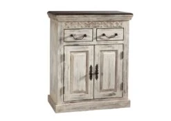 Credenza In Legno Di Mango / Acacia 70x40x85 Bianco Cerato CASTLE-ANTIK #209 -Massivmoebel24 05 312 810 1007 9