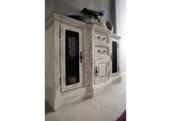 Credenza In Legno Di Mango / Acacia 135x50x90 Bianco Cerato CASTLE-ANTIK #215 -Massivmoebel24 05 312 810 1011 4