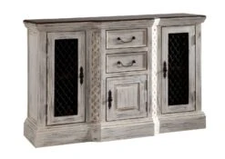 Credenza In Legno Di Mango / Acacia 135x50x90 Bianco Cerato CASTLE-ANTIK #215 -Massivmoebel24 05 312 810 1011 9