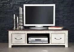 Mobile TV In Legno Di Mango / Acacia 135x60x40 Bianco Cerato CASTLE-ANTIK #237 -Massivmoebel24 05 313 810 1047 3