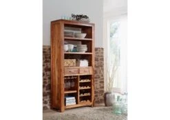 SHAMAN #76 Mobile Dispensa In Legno Di Acacia - Laccato / Miele Dorato 85x36x175