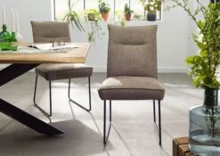 SEATTLE #111 Sedia Imbottita - In Tessuto Taupe 51x61x92 -Massivmoebel24 06 151 512 0111 3