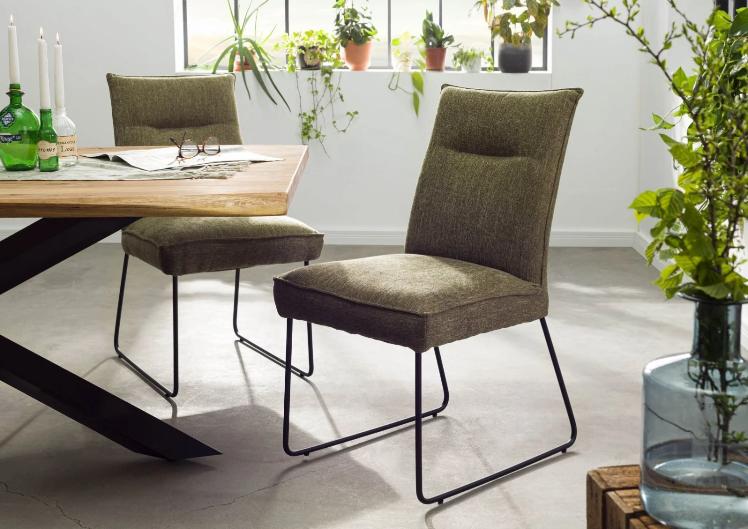 SEATTLE #112 Sedia Imbottita - In Tessuto Verde 51x61x92 3 SEATTLE #112 Sedia Imbottita - In Tessuto Verde 51x61x92