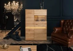 CARDIFF #120 Vetrina In Legno Di Quercia Selvatica Oliato / Natur 103x43,5x152