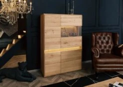 CARDIFF #120 Vetrina In Legno Di Quercia Selvatica Oliato / Natur 103x43,5x152 -Massivmoebel24 06 310 030 0020 3