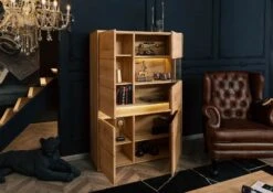 CARDIFF #120 Vetrina In Legno Di Quercia Selvatica Oliato / Natur 103x43,5x152 -Massivmoebel24 06 310 030 0020 4