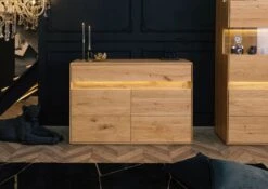 Credenza In Legno Di Quercia Selvatica 123x43,5x86 Quercia Naturale Oliato CARDIFF #131