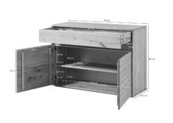 Credenza In Legno Di Quercia Selvatica 123x43,5x86 Quercia Naturale Oliato CARDIFF #131 -Massivmoebel24 06 312 030 0031 8