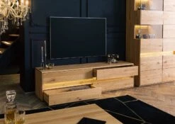 Mobile TV In Legno Di Quercia Selvatica 184x43,5x47,5 Quercia Naturale Oliato CARDIFF #141 -Massivmoebel24 06 313 030 0041 4