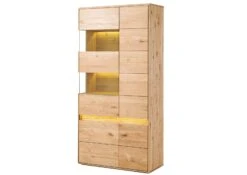 Vetrina In Legno Di Quercia Selvatica 103x43,5x207 Quercia Naturale Oliato CARDIFF #111 -Massivmoebel24 06 320 030 0011 9