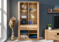 KENT #229 Scaffale In Legno Di Quercia Selvatica - Oliato / Bianco 113x40x205 -Massivmoebel24 06 350 484 1029 3