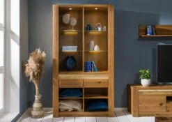 KENT #329 Scaffale In Legno Di Quercia Selvatica - Oliato / Tabacco 113x40x205 -Massivmoebel24 06 350 484 2029 3