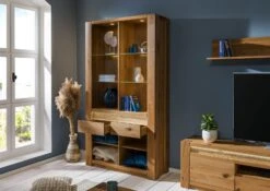 KENT #329 Scaffale In Legno Di Quercia Selvatica - Oliato / Tabacco 113x40x205 -Massivmoebel24 06 350 484 2029 4