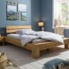 STOCKHOLM #60 Letto Matrimoniale In Legno Di Quercia Selvatica - Oliato / Natur 140x200 -Massivmoebel24 06 634 303 0060 1