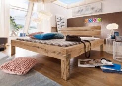 JANGALI #210 Letto Matrimoniale A Travi In Legno Di Quercia Selvatica - Oliato / Bianco 140x200