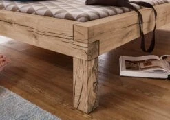 JANGALI #210 Letto Matrimoniale A Travi In Legno Di Quercia Selvatica - Oliato / Bianco 140x200 -Massivmoebel24 06 634 771 6110 3