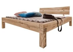 JANGALI #210 Letto Matrimoniale A Travi In Legno Di Quercia Selvatica - Oliato / Bianco 140x200 -Massivmoebel24 06 634 771 6110 9