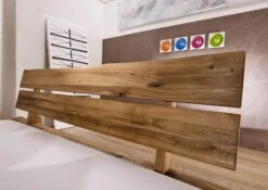 JANGALI #410 Letto Matrimoniale A Travi In Legno Di Quercia Selvatica - Oliato / Tabacco 140x200 -Massivmoebel24 06 634 771 6210 2