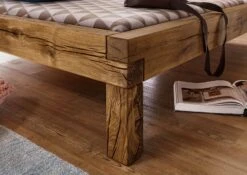 JANGALI #410 Letto Matrimoniale A Travi In Legno Di Quercia Selvatica - Oliato / Tabacco 140x200 -Massivmoebel24 06 634 771 6210 3