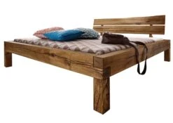 JANGALI #410 Letto Matrimoniale A Travi In Legno Di Quercia Selvatica - Oliato / Tabacco 140x200 -Massivmoebel24 06 634 771 6210 9