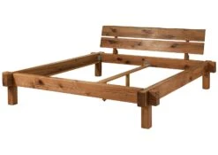 JANGALI #321 Letto Matrimoniale A Travi In Legno Di Cerro - Oliato / Tabacco 160x200 -Massivmoebel24 06 636 771 3021 9