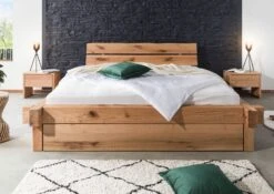 JANGALI #629 Letto Matrimoniale A Travi In Legno Di Cerro - 2 Cassetti - Oliato / Natur 160x200 -Massivmoebel24 06 636 771 6029 3