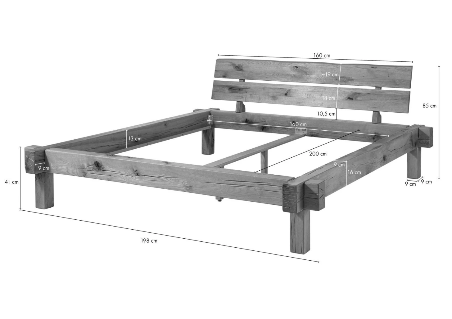 JANGALI #721 Letto Matrimoniale A Travi In Legno Di Cerro - Oliato / Natur 160x200 9 JANGALI #721 Letto Matrimoniale A Travi In Legno Di Cerro - Oliato / Natur 160x200 - immagine 7