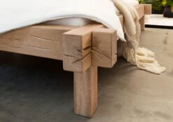 JANGALI #111 Letto Matrimoniale A Travi In Legno Di Quercia Selvatica - Oliato / Bianco 160x200 -Massivmoebel24 06 636 771 7111 6