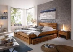 KRAKAU #403 Letto Matrimoniale - 2 Cassetti - In Cuore Di Quercia Selvatica - Oliato / Natur 180x200