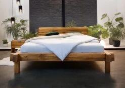 JANGALI #712 Letto Matrimoniale A Travi In Legno Di Quercia Selvatica - Oliato / Natur 180x200 -Massivmoebel24 06 638 771 7012 4