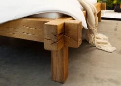 JANGALI #712 Letto Matrimoniale A Travi In Legno Di Quercia Selvatica - Oliato / Natur 180x200 -Massivmoebel24 06 638 771 7012 7