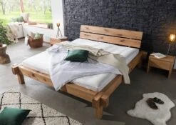 JANGALI #712 Letto Matrimoniale A Travi In Legno Di Cerro - Oliato / Natur 180x200 -Massivmoebel24 06 638 771 7022 2