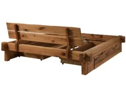 JANGALI #304 Letto Matrimoniale A Travi In Legno Di Cerro - 2 Cassetti - Oliato / Tabacco 200x200 -Massivmoebel24 06 640 771 3004 11