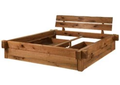 JANGALI #304 Letto Matrimoniale A Travi In Legno Di Cerro - 2 Cassetti - Oliato / Tabacco 200x200 -Massivmoebel24 06 640 771 3004 9