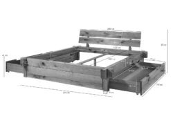 JANGALI #304 Letto Matrimoniale A Travi In Legno Di Cerro - 2 Cassetti - Oliato / Tabacco 200x200 -Massivmoebel24 06 640 771 6031 8 1