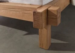 JANGALI #723 Letto Matrimoniale A Travi In Legno Di Cerro - Oliato / Natur 200x200 -Massivmoebel24 06 640 771 7023 4