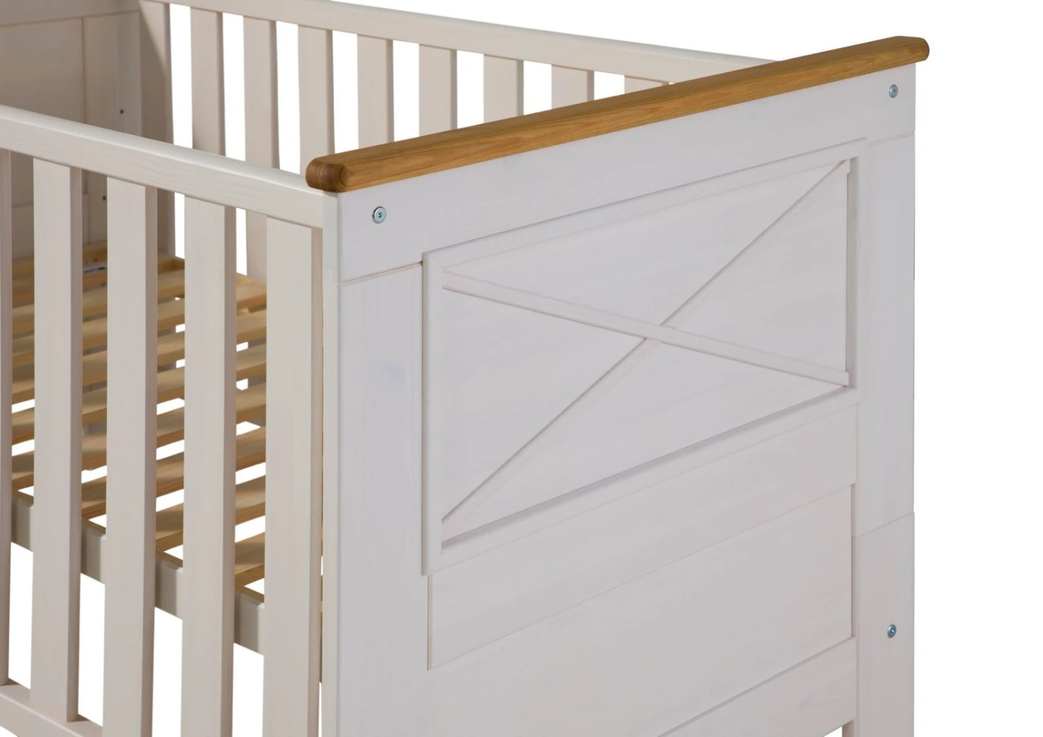 HANNA #20 Lettino Con Sponde In Legno Di Pino -bianco / Cerato 140x70 4 HANNA #20 Lettino Con Sponde In Legno Di Pino -bianco / Cerato 140x70 - immagine 2