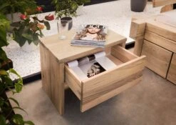 Comodino In Legno Di Quercia Selvatica 50x35x40 Bianco Oliato JANGALI #119 -Massivmoebel24 06 680 771 7119 4