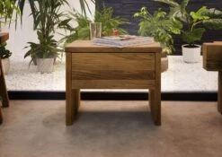 Comodino In Legno Di Quercia Selvatica 50x35x40 Tabacco Oliato JANGALI #319 -Massivmoebel24 06 680 771 7219 3