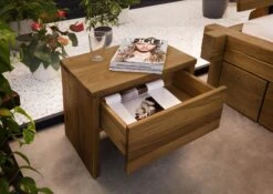 Comodino In Legno Di Quercia Selvatica 50x35x40 Tabacco Oliato JANGALI #319 -Massivmoebel24 06 680 771 7219 4