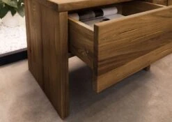 Comodino In Legno Di Quercia Selvatica 50x35x40 Tabacco Oliato JANGALI #319 -Massivmoebel24 06 680 771 7219 5