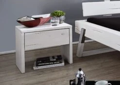 Comodino In Legno Di Abete 50x33x45 Bianco Laccato BALKENMÖBEL #700