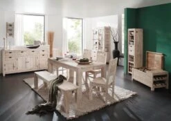 Tavolo Da Pranzo In Legno Di Acacia 140x90x76 Pietra Bianca Sbiancato NATURE WHITE #103