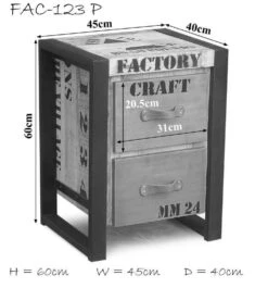 Tavolo D'appoggio In Legno Di Mango 45x40x60 Mango Naturale Stampato FACTORY #123 -Massivmoebel24 09 100 559 0123 8
