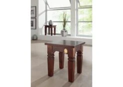 Sgabello In Legno Di Acacia 42x42x45 Nougat Laccato OXFORD #601