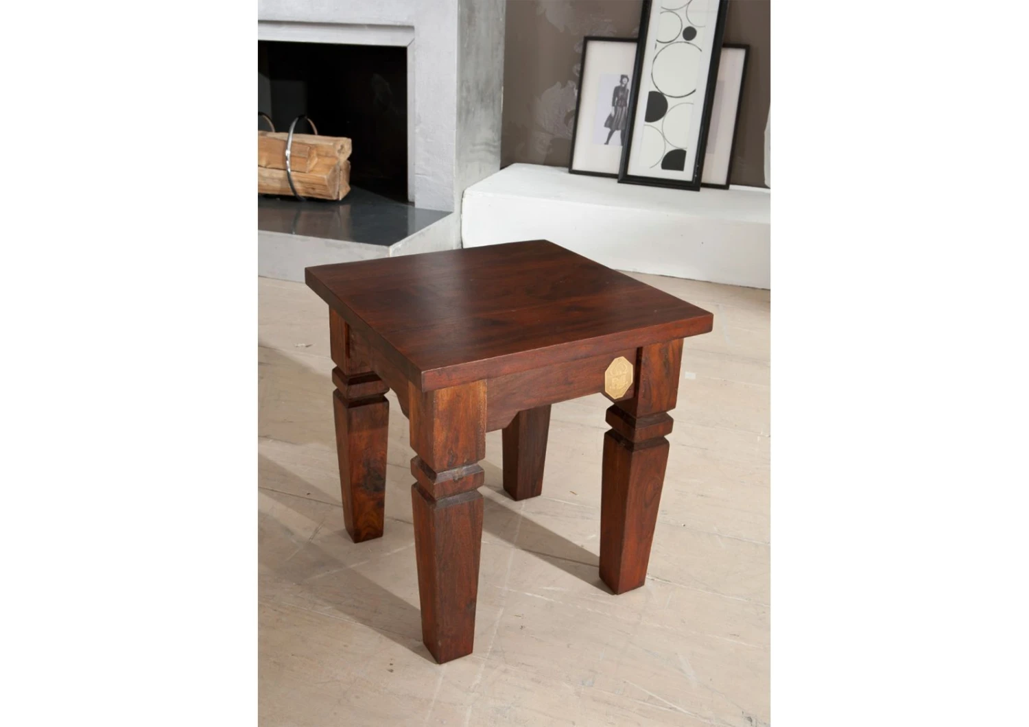 Sgabello In Legno Di Acacia 42x42x45 Nougat Laccato OXFORD #601 5 Sgabello In Legno Di Acacia 42x42x45 Nougat Laccato OXFORD #601 - immagine 3