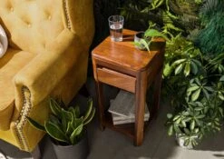 Tavolo D'appoggio In Legno Di Sheesham / Acacia 30x30x60 Noce Cerato TORONTO -Massivmoebel24 09 100 665 1012 2