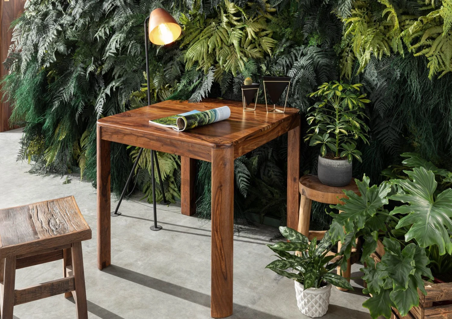 Tavolo Da Pranzo In Legno Di Sheesham / Acacia 80x80x76 Noce Cerato TORONTO 3 Tavolo Da Pranzo In Legno Di Sheesham / Acacia 80x80x76 Noce Cerato TORONTO