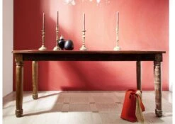 Tavolo Da Pranzo In Legno Di Legno Riciclato 100x80x76 Multicolore Laccato FABLE #25 -Massivmoebel24 09 100 751 0024 3 1